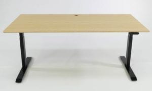 Stand Desk: natural bamboo desktop, black frame, 1800 x 800