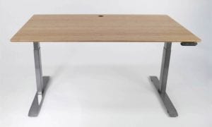 Stand Desk - mid brown bamboo desktop, industrial steel frame, 1500 x 800