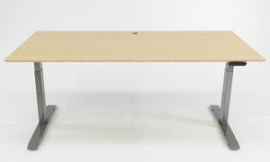 Stand Desk: natural bamboo desktop, industrial steel frame, 1800 x 800