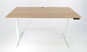 Mid brown bamboo desktop - 1500 x 800 - white frame - stand desk