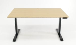 Stand Desk: natural bamboo desk top, black frame, 1500 x 800