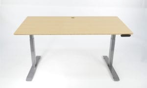 Stand Desk: natural bamboo desk top, industrial steel frame, 1500 x 800
