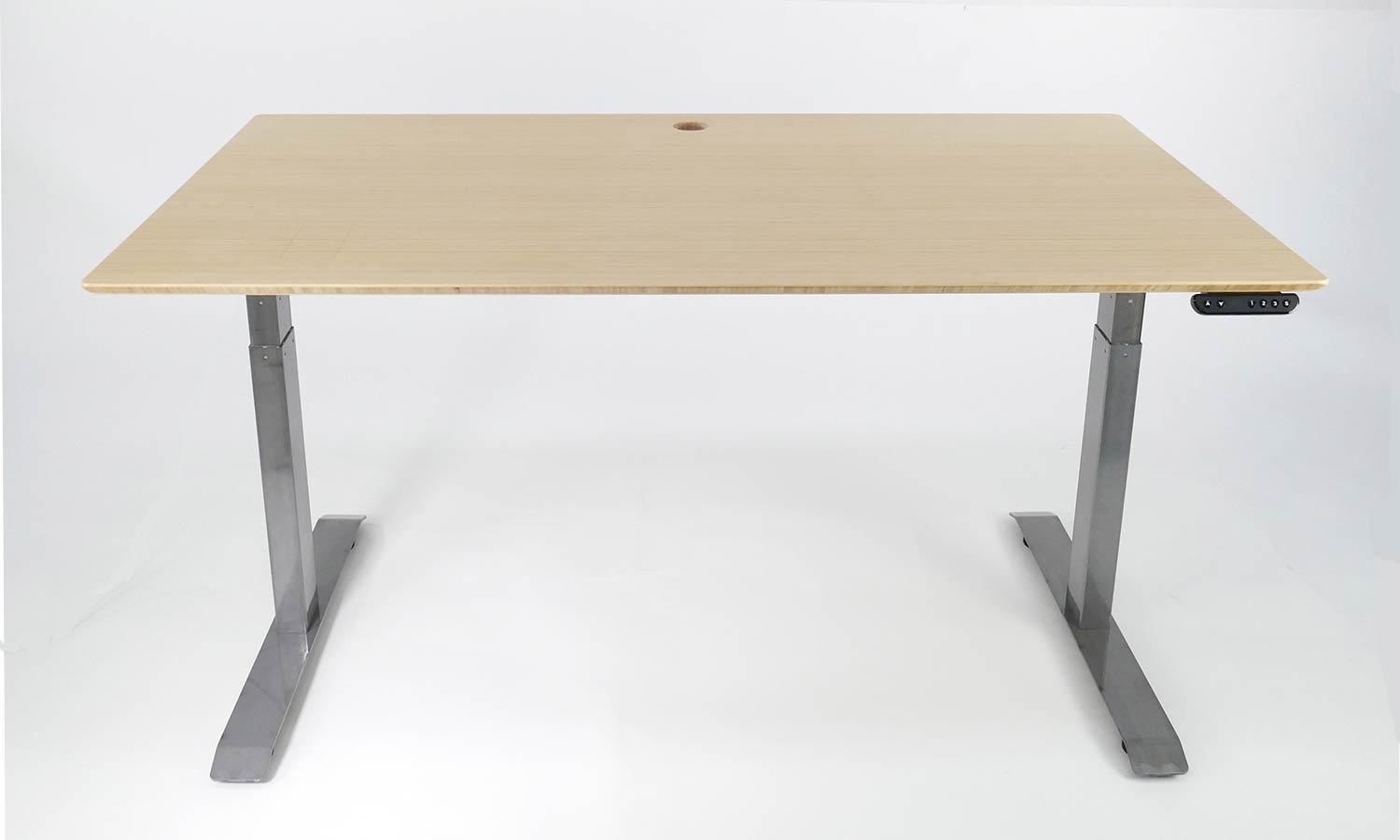 Stand Desk in natural bamboo with 1550 x 800 top and industrial steel frame