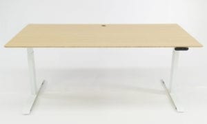 Stand Desk: natural bamboo desktop, white frame, 1800 x 800
