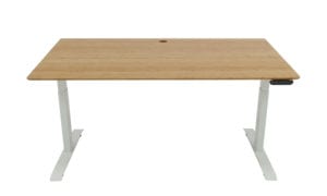 Stand Desk: Standing Desk 1500 x 800 - Mid Brown Bamboo - White Frame
