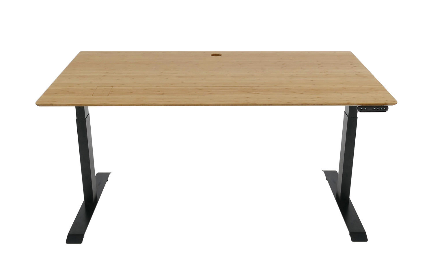 Stand Desk Standing Desk 1500 x 800 Mid Brown Bamboo Black